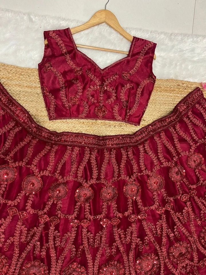 Stylish Wedding Lehenga Choli Bridesmaids With Glitter Dori Work , Ethnic Lehenga Choli 12-BS