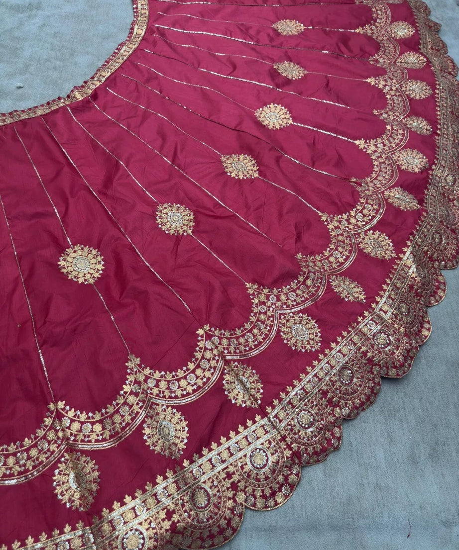 Jalpuri Silk With Embroidery Sequence Zari Design Work Lehenga