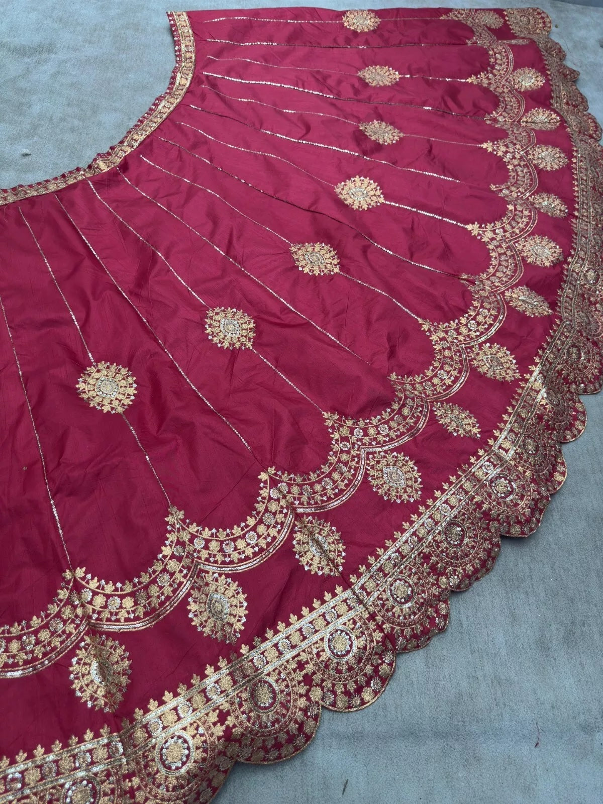 Jalpuri Silk With Embroidery Sequence Zari Design Work Lehenga