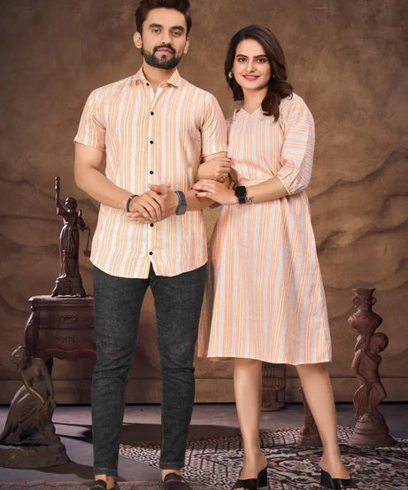 Presenting Couple Men's Shirt & Female Combo Set
