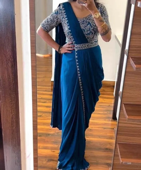 Ready To Wear Traditional Heavy Chinon Saree For Women's