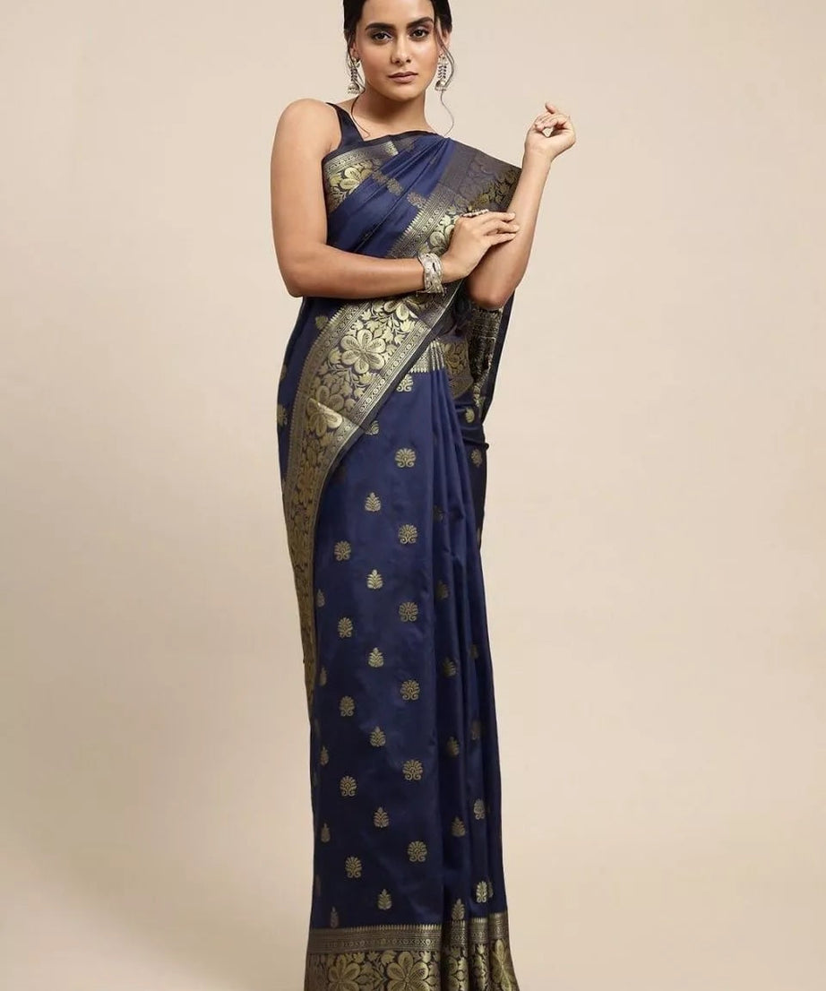 Party Wear Fancy Banarasi Soft Silk Saree For Women's