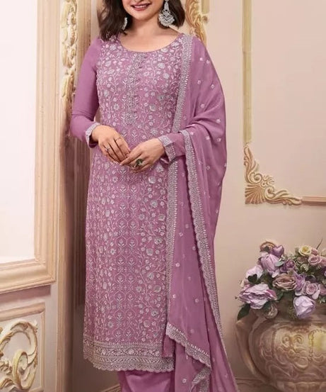 Chinon Silk With Sequence Embroidery Stitched Work Top Bottom Dupatta