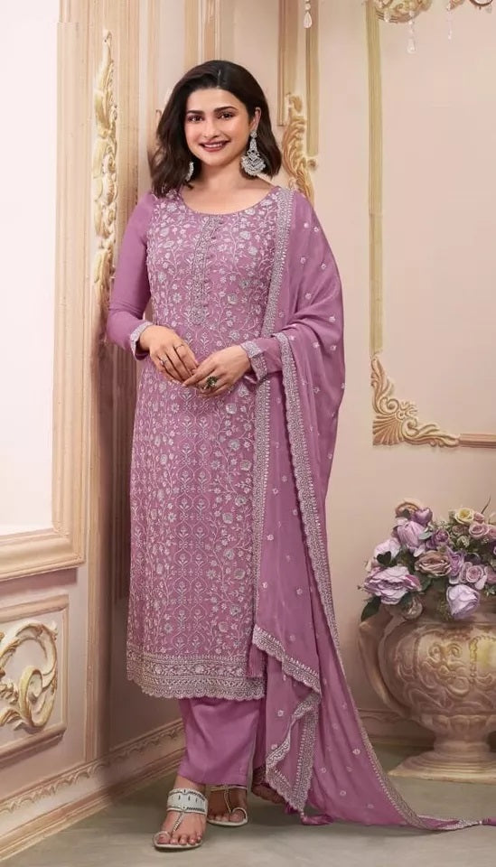 Chinon Silk With Sequence Embroidery Stitched Work Top Bottom Dupatta