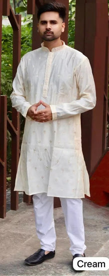 Premium Silk Indian Festival Beautiful Full Stitched Men's Kurta Pajama Set