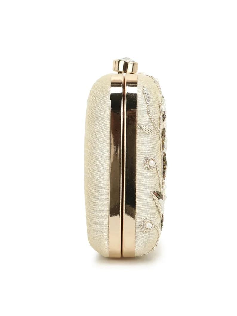 Designer Embellished Faux Silk Clutch