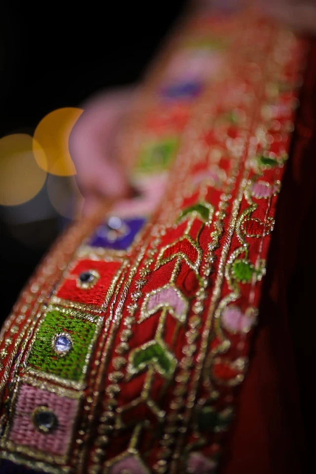 Designer Fancy Faux Georgette Embroidery With Real Mirror Work Saree & Blouse 11-RV