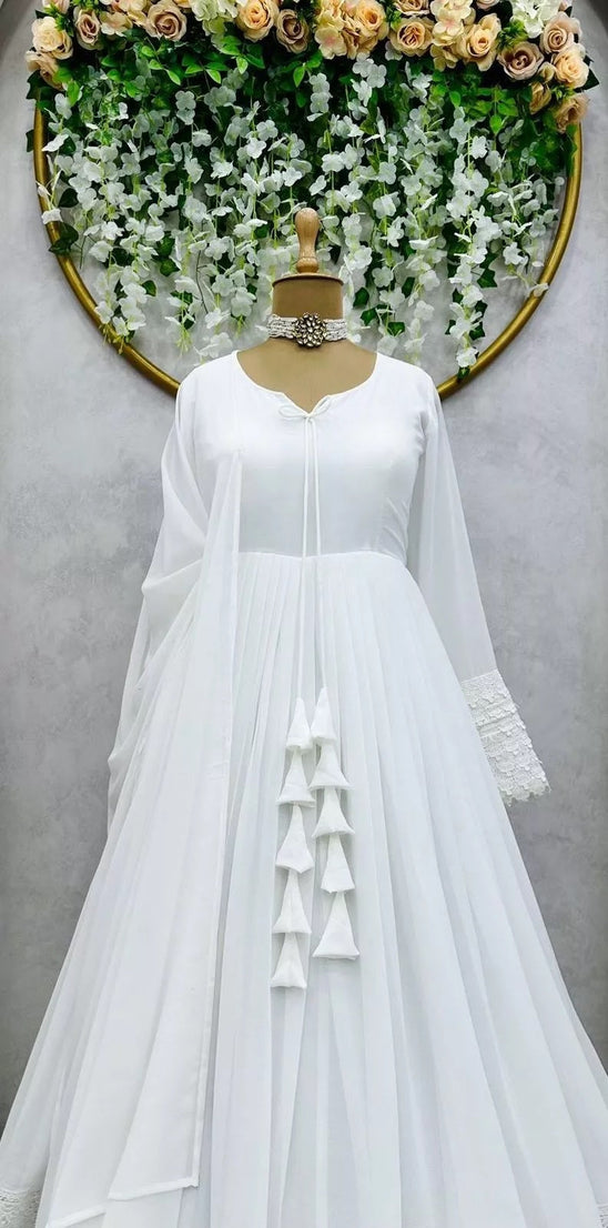 Designer Faux Georgette Long Anarkali Gown & Dupatta