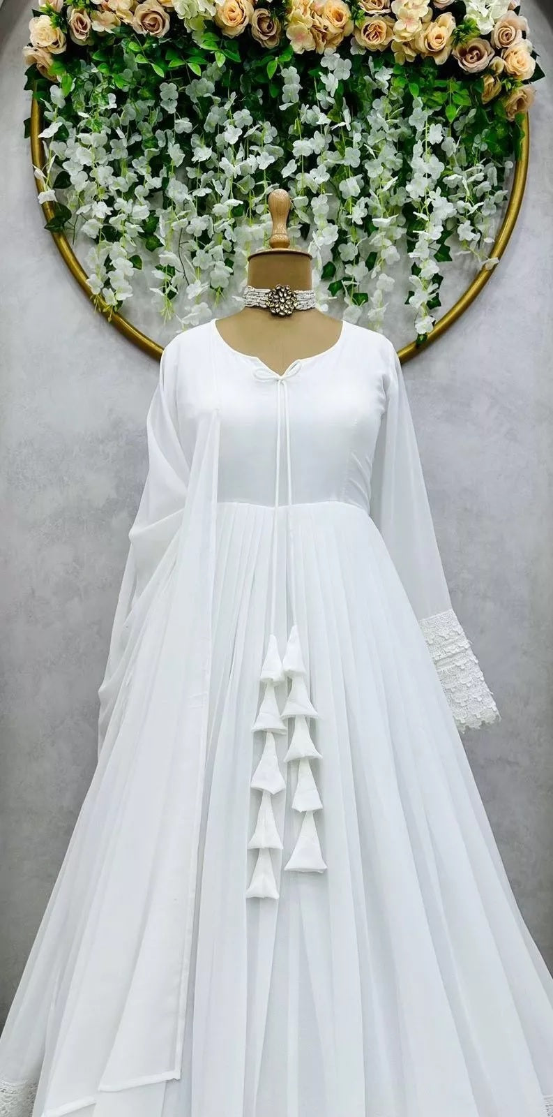 Designer Faux Georgette Long Anarkali Gown & Dupatta