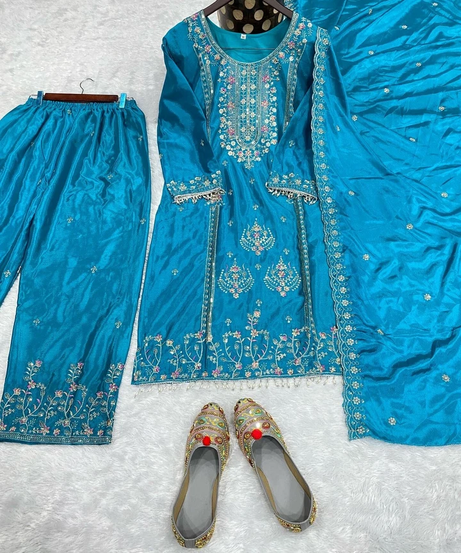 Beautiful Classic Heavy Pure Chinon  Kurti Bottom & Dupatta Set 12-DC