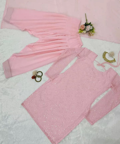 Full Stitched Faux Georgette Top Chudidar With Dupatta