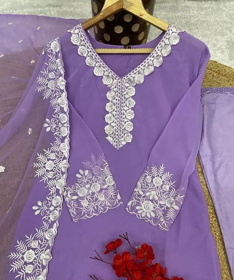 Classic Style Full Stitched Georgette Kurti Bottom With Dupatta