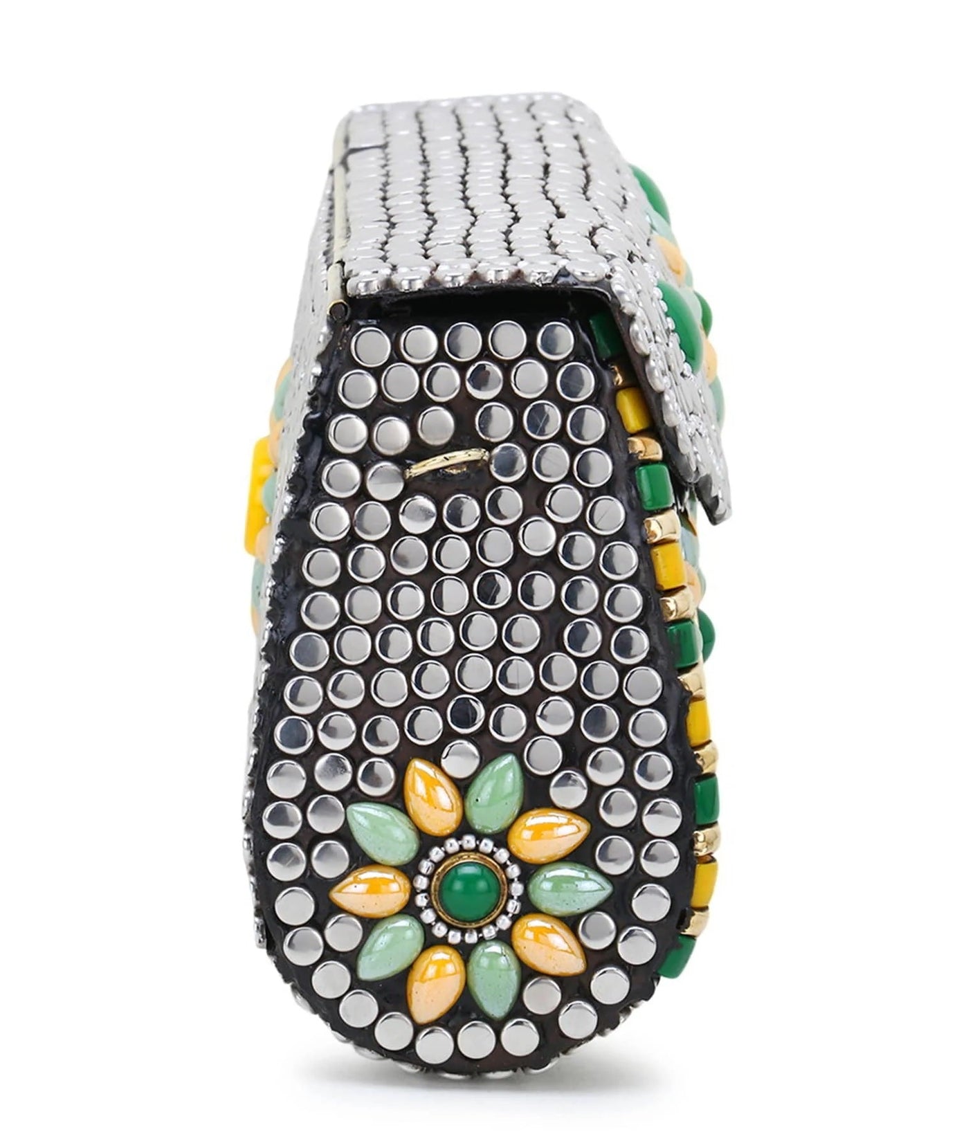 Mosaic Metal Clutch with Stone Work