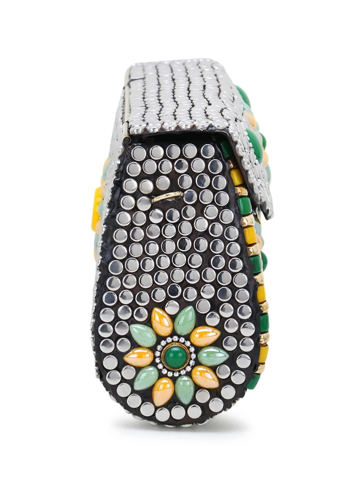 Mosaic Metal Clutch with Stone Work
