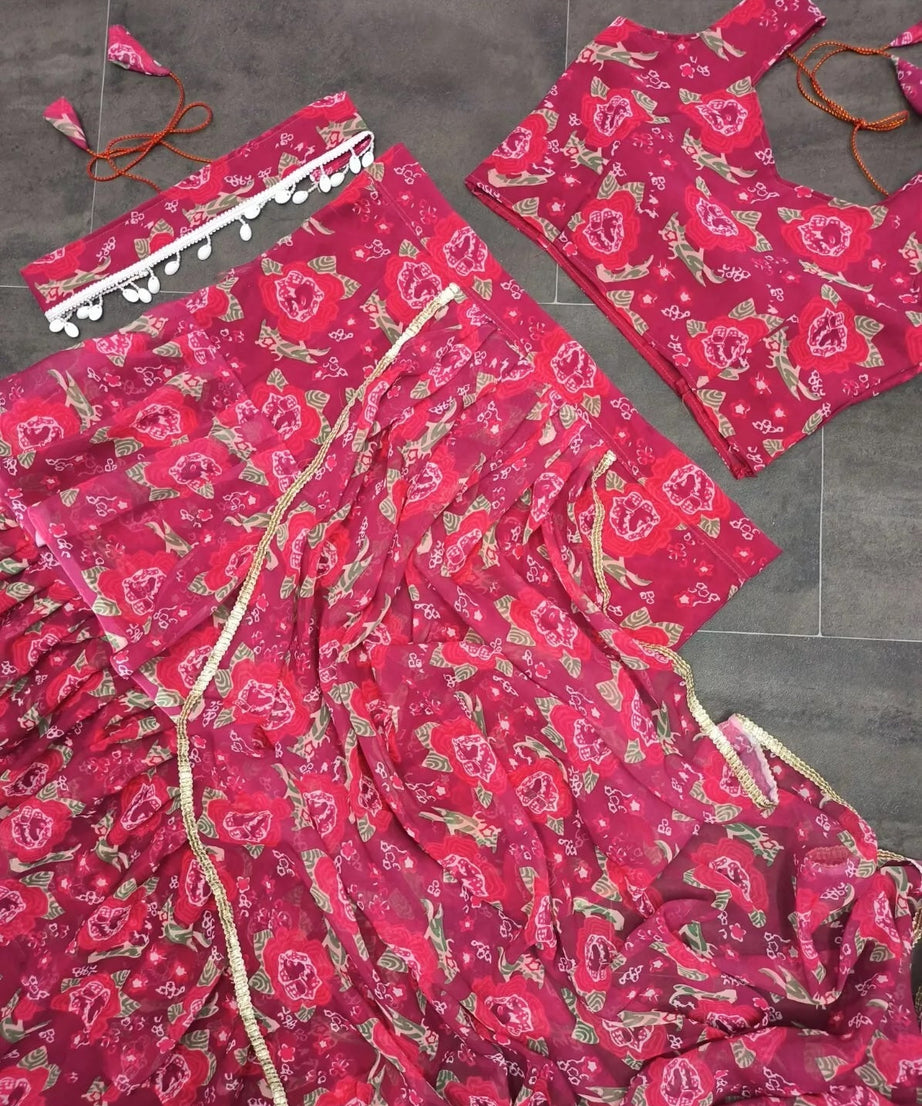 Georgette With Digital Print Lehenga Blouse With Blouse