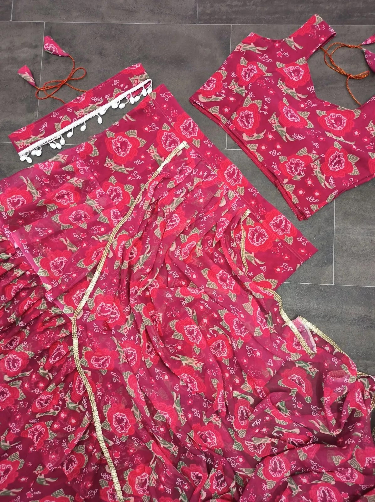 Georgette With Digital Print Lehenga Blouse With Blouse