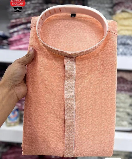 Heavy Jacquard Silk Beautiful Function Full Stitched Kurta Pajama For Men's