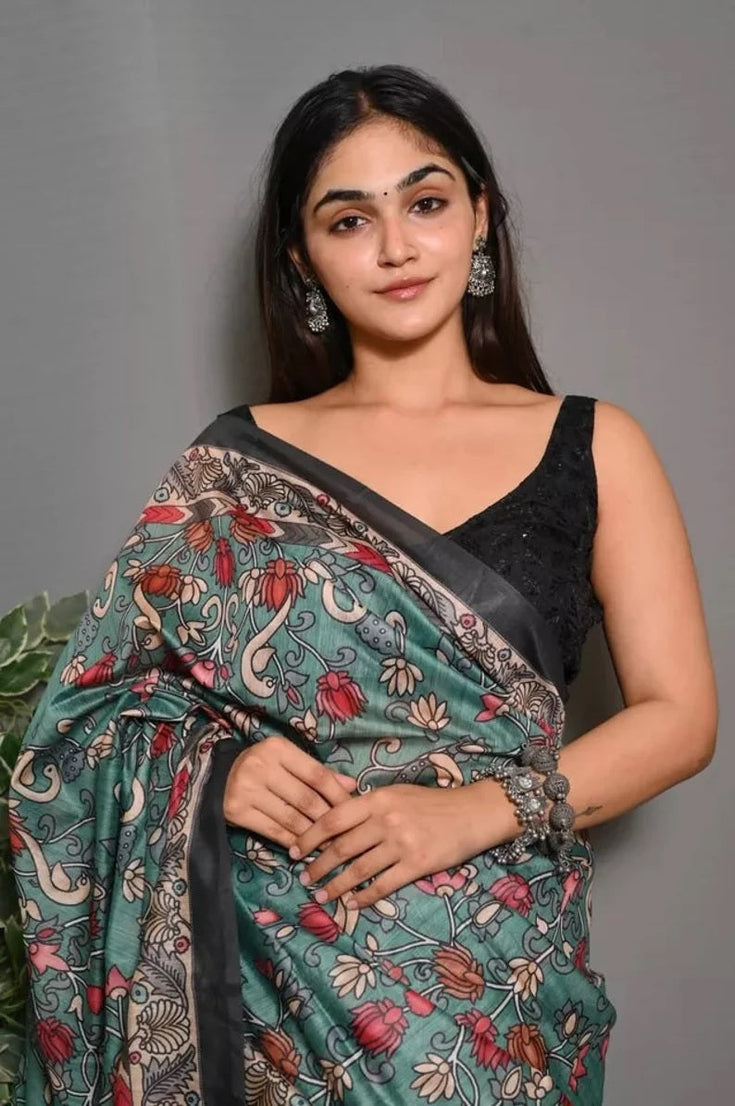 Soft Lichi Silk Sare With Blouse