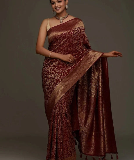 Traditional Wear Banarasi Soft Silk Saree , Designer Sari & Blouse