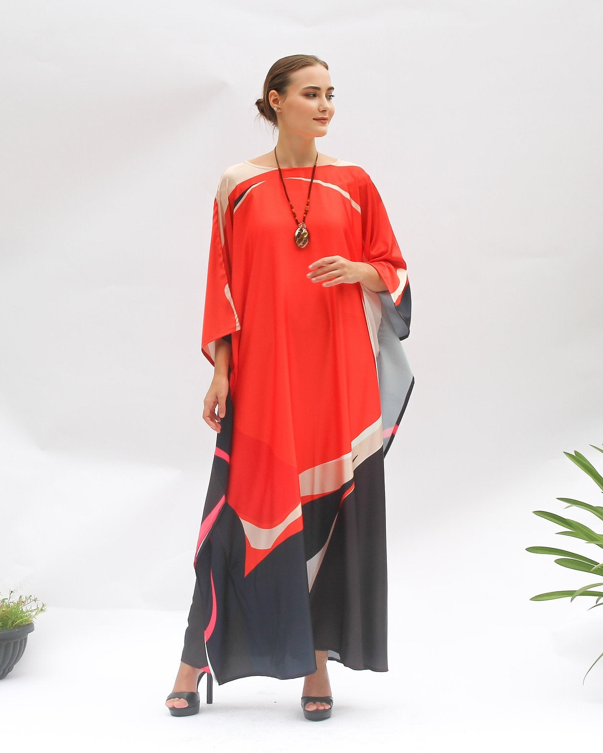 Soft Satin Silk Kaftan - Luxurious and Lightweight Lounge Women's Dress
