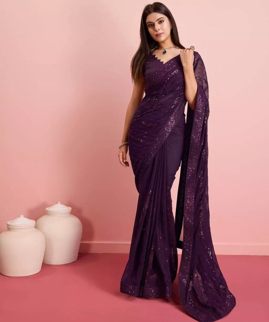 New Indian Georgette Saree,Indian Wedding Claasic Sari