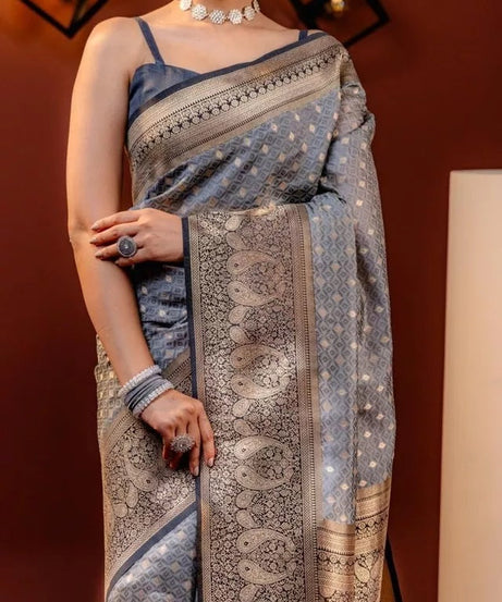 Banarasi Soft Silk Sari Full Brocade Blouse