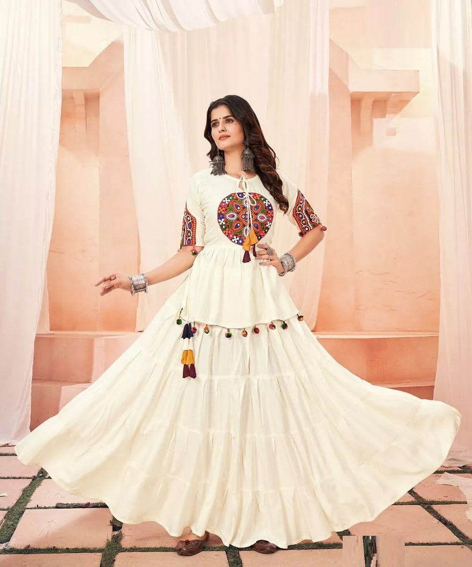 Rayon With Gamthi Work Lehenga Choli