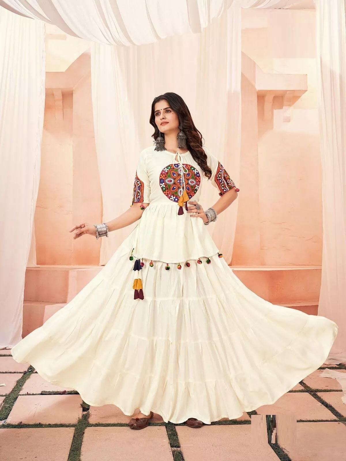 Rayon With Gamthi Work Lehenga Choli