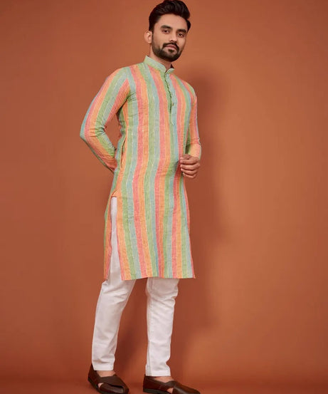 Lining Sequence Work Men's Kurta Pajama Set