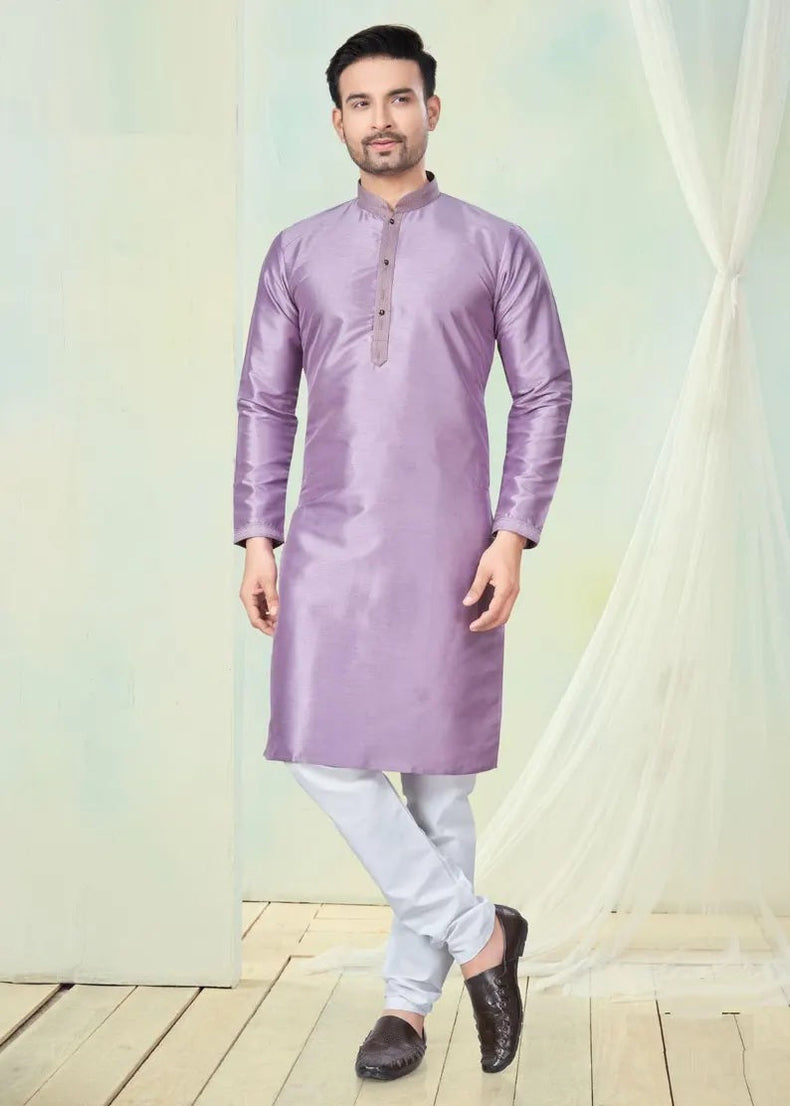 Pure Silk With Pintex Work Men's Kurta Pajama