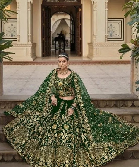 9000 Heavy Velvet Festival Classic Indian Bollywood Lehenga Blouse Dupatta