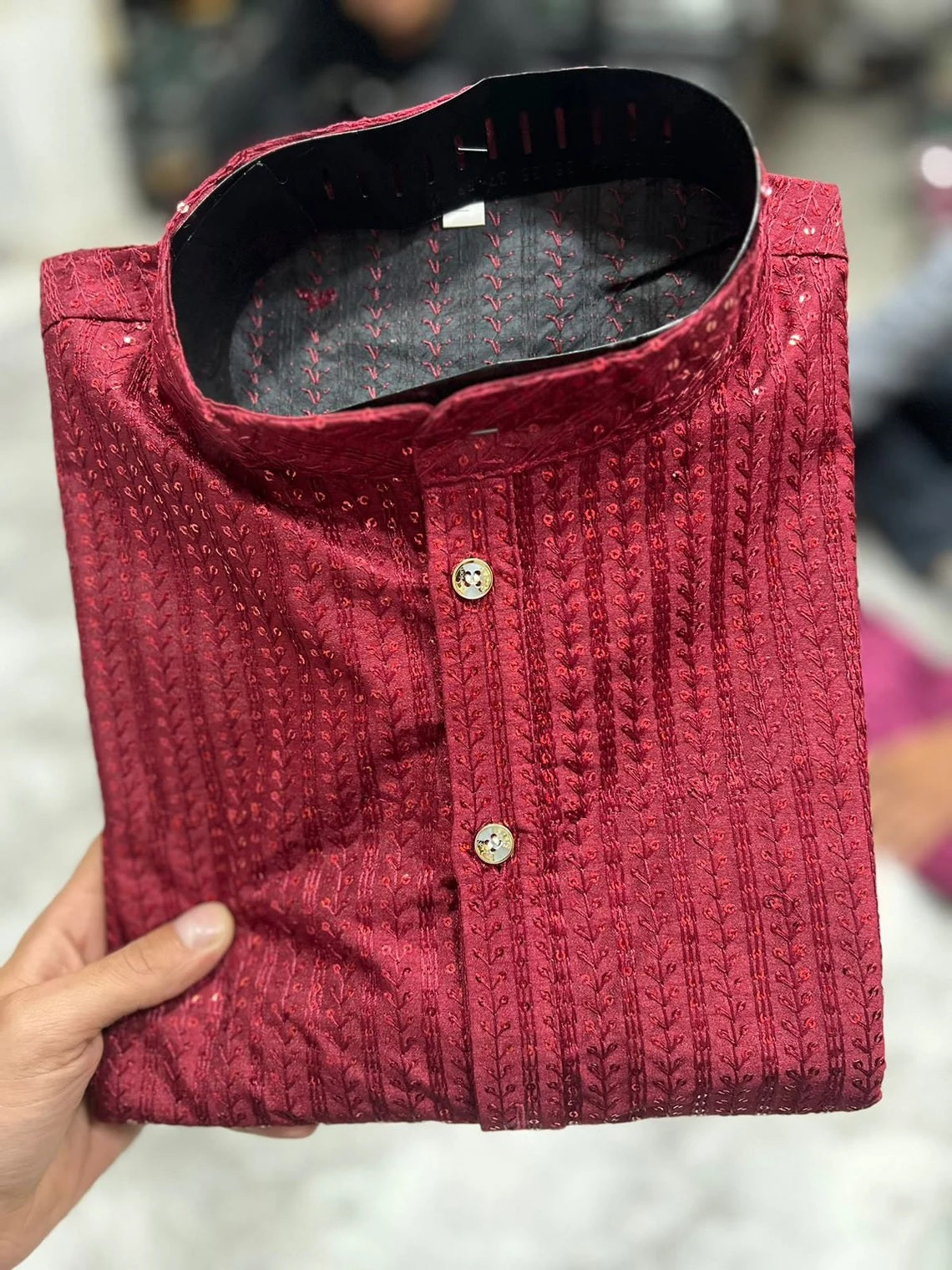 Heavy Banglori Silk With Embroidery Sequence Work Kurta Pajama Set