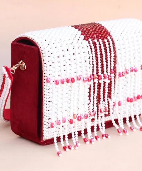 Pearl And Beads Work Clutch