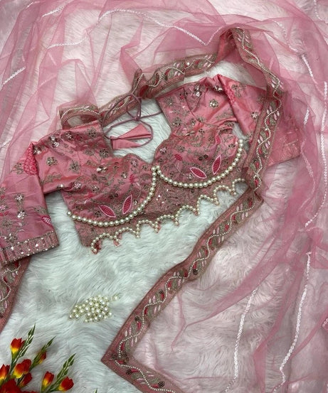 Heavy Soft Net With Embroidery And Sequence Work wedding Party wear Saree And Blouse 11-KK