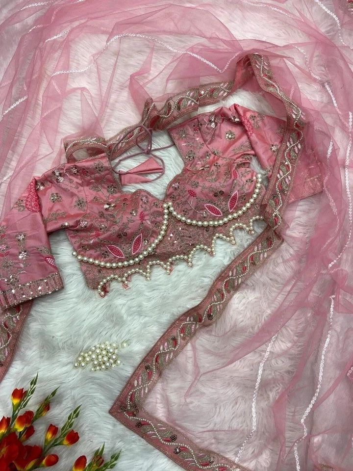 Heavy Soft Net With Embroidery And Sequence Work wedding Party wear Saree And Blouse 11-KK