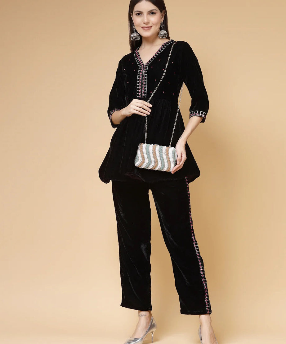 Adorn Wave Embellished Faux Silk Clutch