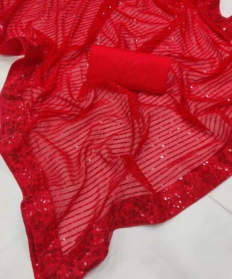 Traditional Classic Party Wear Georgette Saree, Wedding Ethnic Sari & Blouse