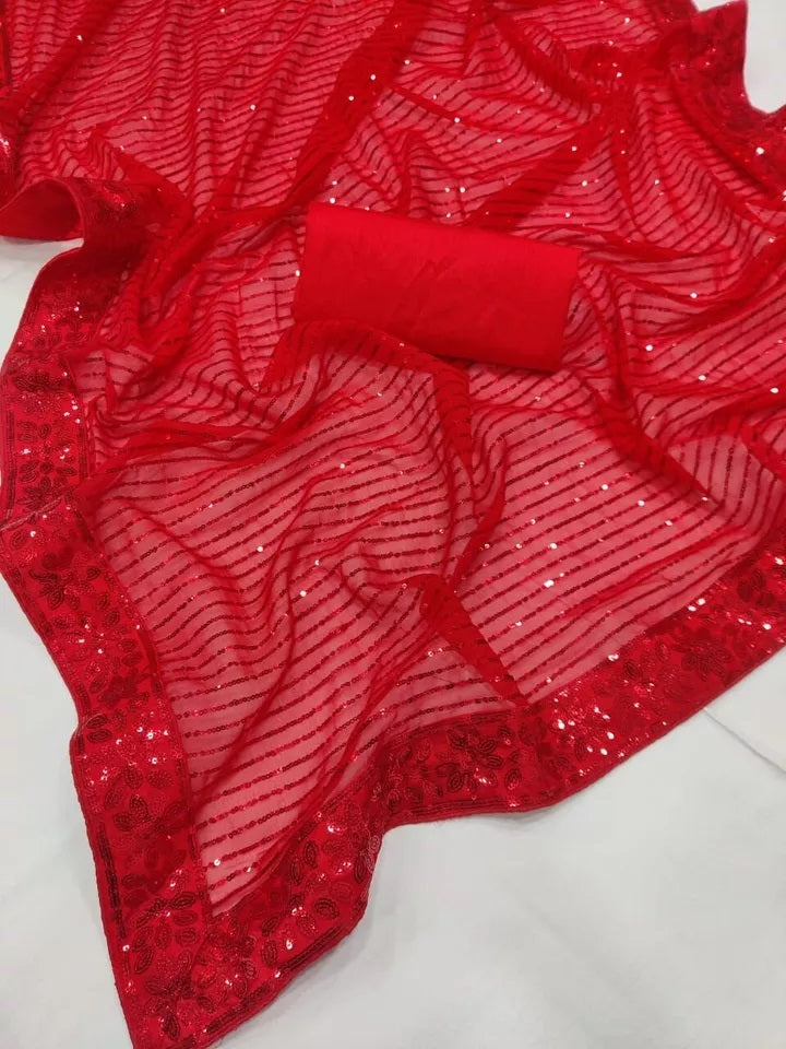 Traditional Classic Party Wear Georgette Saree, Wedding Ethnic Sari & Blouse