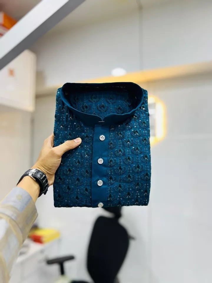 Bollywood Classic Full Stitched Rayon Kurta Pajama Set For Men's