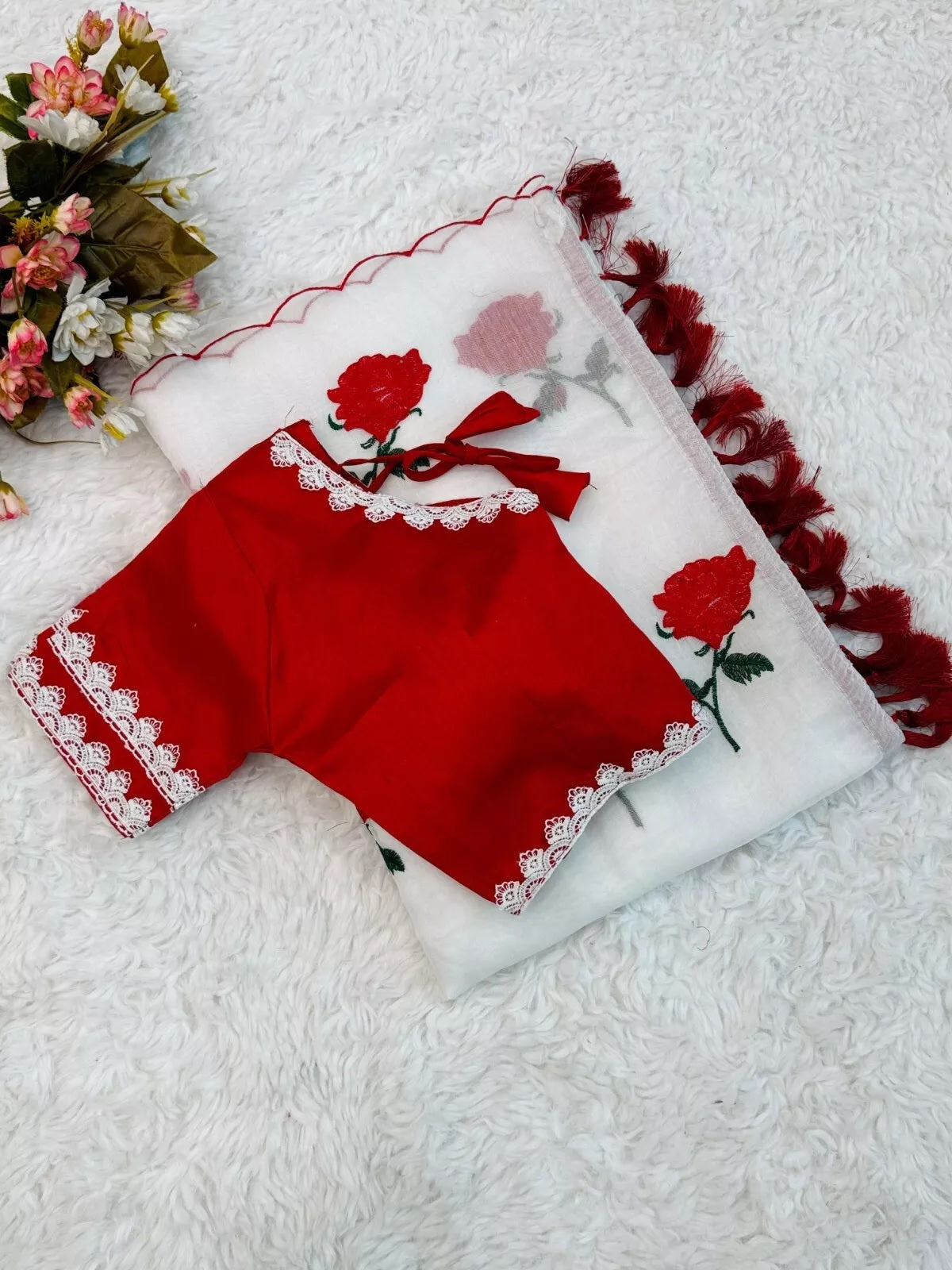 Pure Soft Chanderi Cotton Saree With Full Stitched Blouse,Wedding Sari