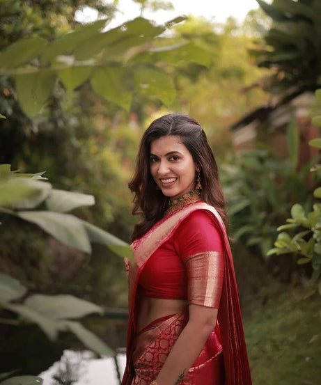 Traditional Banarasi Soft Silk, Wedding Wear Designer Sari & Blouse