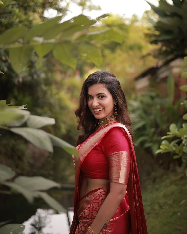 Traditional Banarasi Soft Silk, Wedding Wear Designer Sari & Blouse