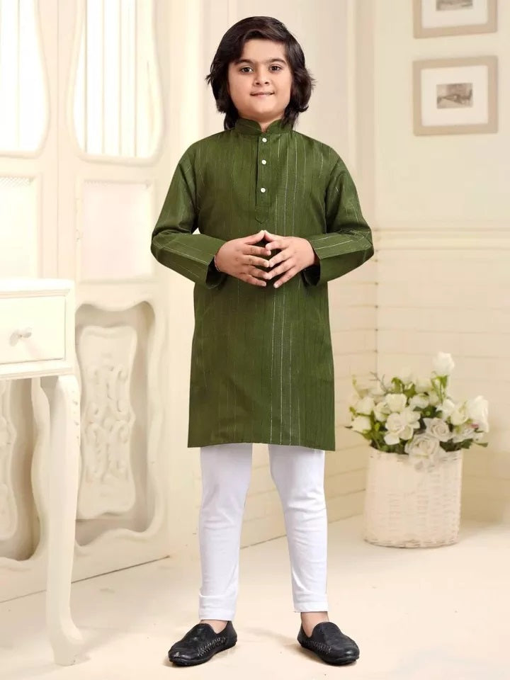 Designer Wedding Wear Pure Cotton Kurta Pajama Set For Kid's & Boy's