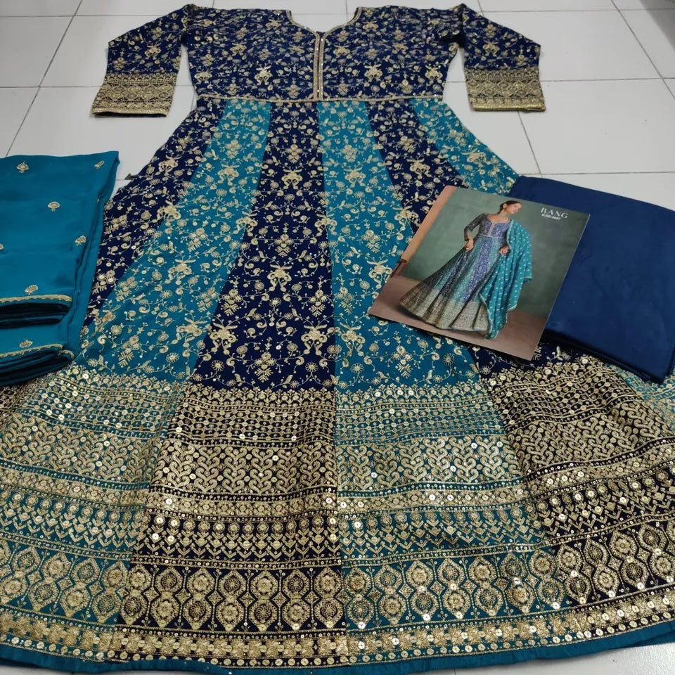 Traditional Pakistani Heavy Georgette Free Size Stitched Top Bottom Dupatta