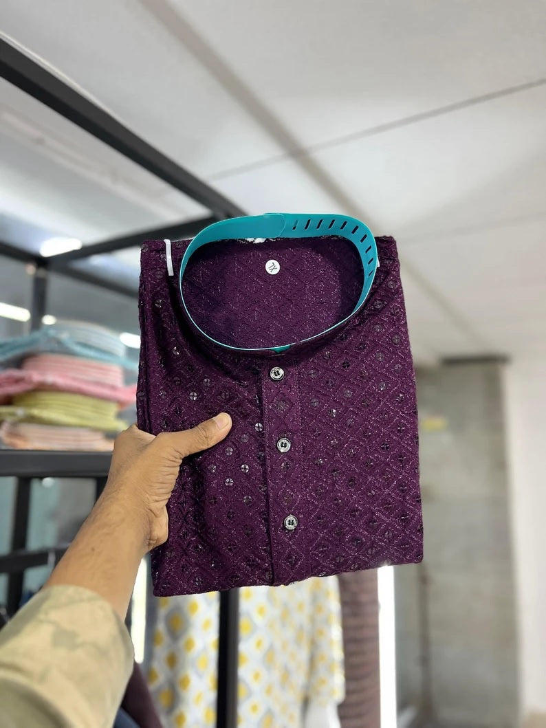 Cotton Rayon Kurta Pajama Set For Men's