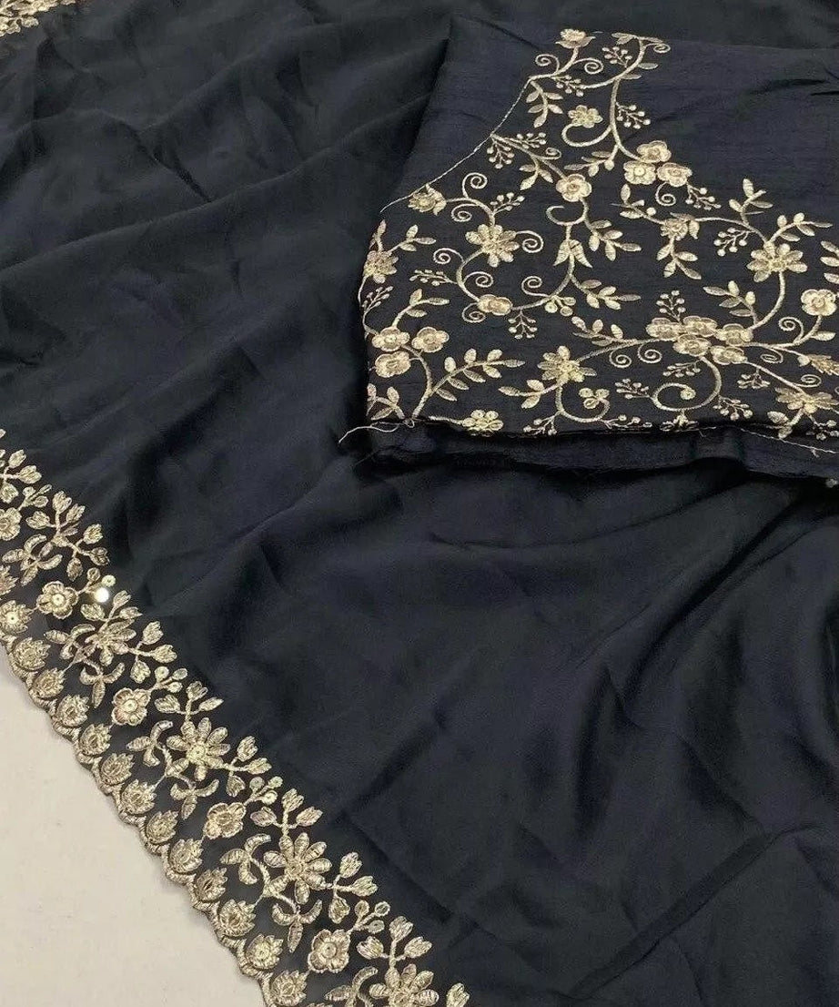 Rangoli Silk With C-Pallu Embroidery Work Sari With Blouse