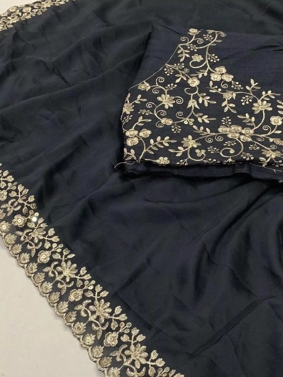 Rangoli Silk With C-Pallu Embroidery Work Sari With Blouse