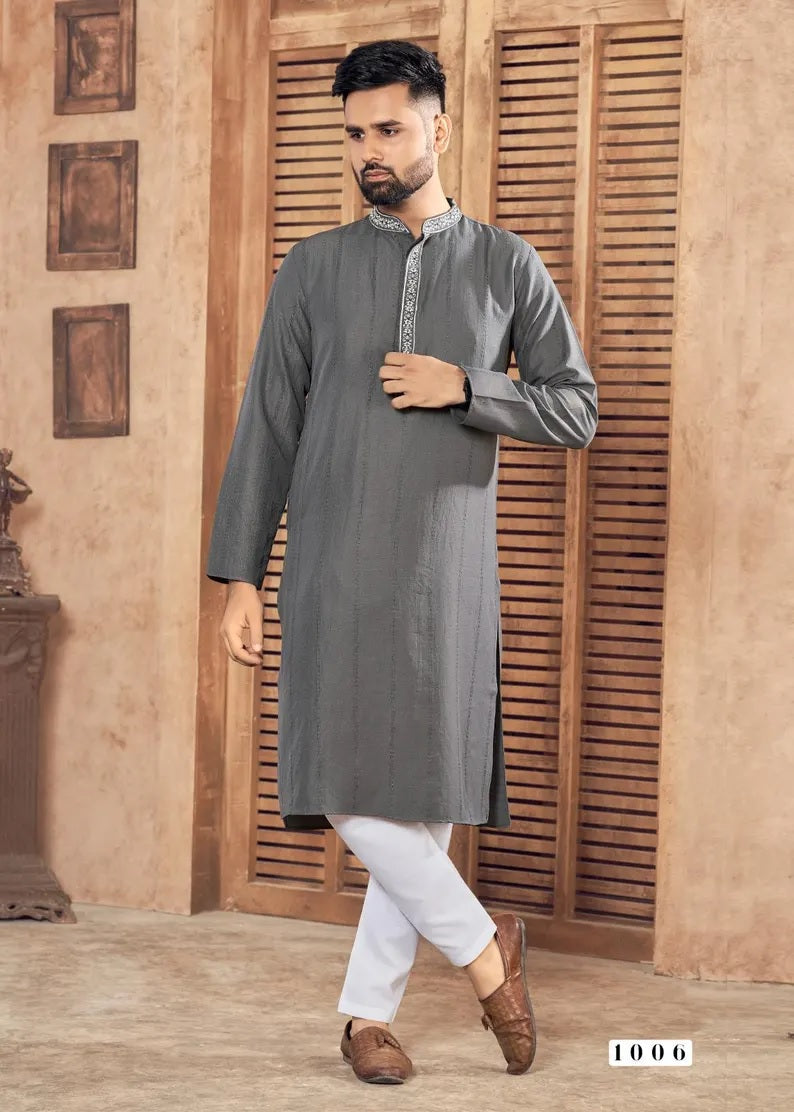 Pure Viscose With Embroidery Work Kurta Pajama Set