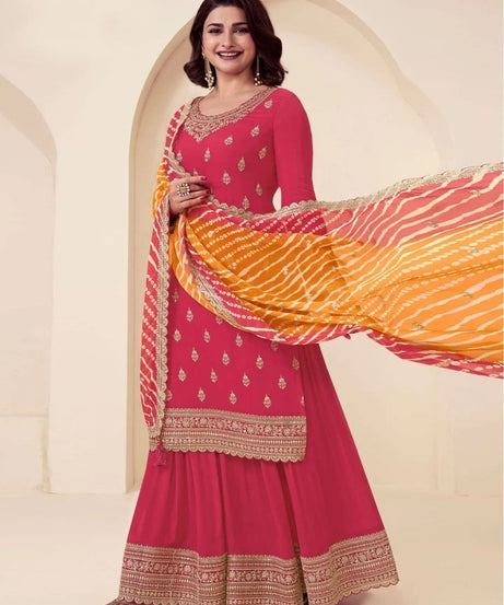 Traditional Designer Heavy Chinon , Wedding Wear Top Bottom, Dupatta