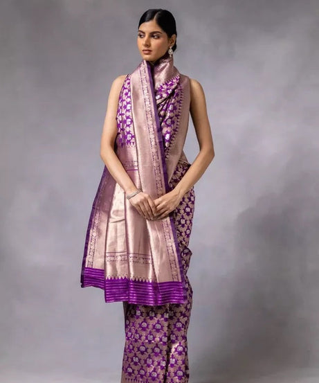 Banarasi Soft Silk Sari With Blouse